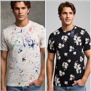 NWT Bundle Of 2 Abercrombie & Fitch Mens T-Shirt Medium Floral & Paint Splatter
